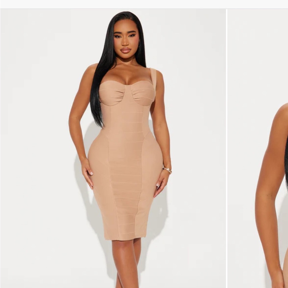 Fashion nova  Tan Bodycon Dress lyla ribbed mocha